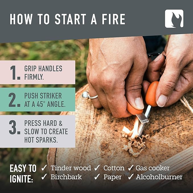 Light My Fire Flint Fire Starter Ferro Rod Survival Tool Scout — Fire Steel Bushcraft Gear — Flint and Steel Magnesium Fire Starter Kit — 2-in-1 Fire Starters for Campfires — 3,000 Strikes