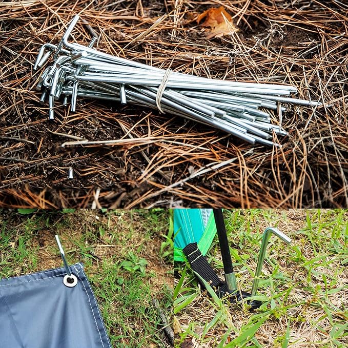 100 Pack Tent Stakes 6-3/4?�Galvanized Steel Metal Tent Stakes Pegs, Garden Stakes Edging Fence Hooks Pegs for Camping, Shelters, Tarp, Canopies, Christmas Decoration Stakes