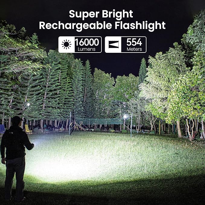 sofirn Q8 Plus Powerful Flashlight max 16000 Lumens, Max 554 Meters Beam Distance, High Powered 6* LED, Anduril 2 UI, Water Resistance, for Hunting, Searching, Survival Kit, Emergency