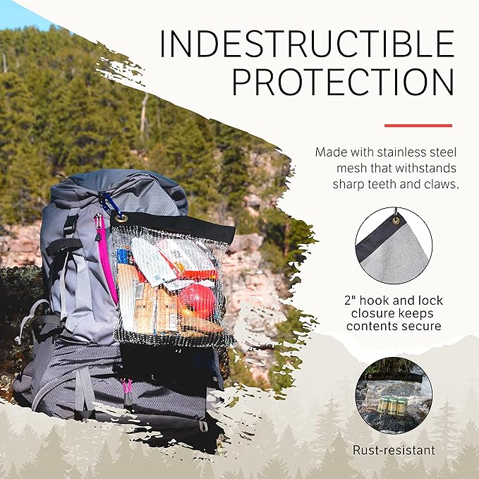 Camping Bundle - Ultralight Rodent Proof Dry Bag for Backpacking - Bear Bag Food Storage for Camping with Coghlans Odor Proof and Waterproof Bag, Survival Utility Rope and Carabiner (XS)