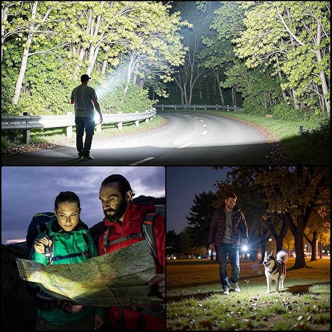 LED Flahlight High Lumens,2 Pack Rechargeable Metal Flashlights Waterproof, Super Bright Flash Light for Camping Hiking Outdoor Home Emergency, Camping Essentials Gear