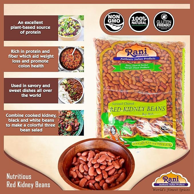 Rani Red Kidney Beans, Light 64oz (4lbs) 1.81kg Bulk ~ All Natural | Vegan | Gluten Friendly | NON-GMO | Kosher | Raj Mah