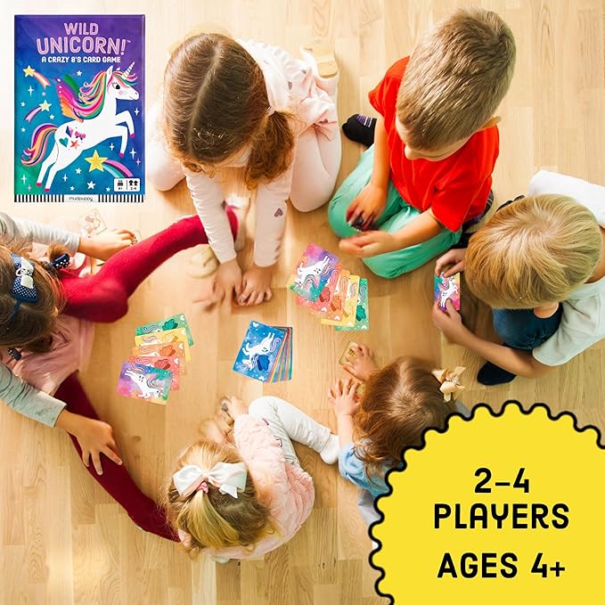 Mudpuppy Wild Unicorn! – Unicorn Version of Classic Kids Crazy 8's Card Game with Cute Illustrations of Unicorns for Children Ages 4 and Up, 2-4 Players
