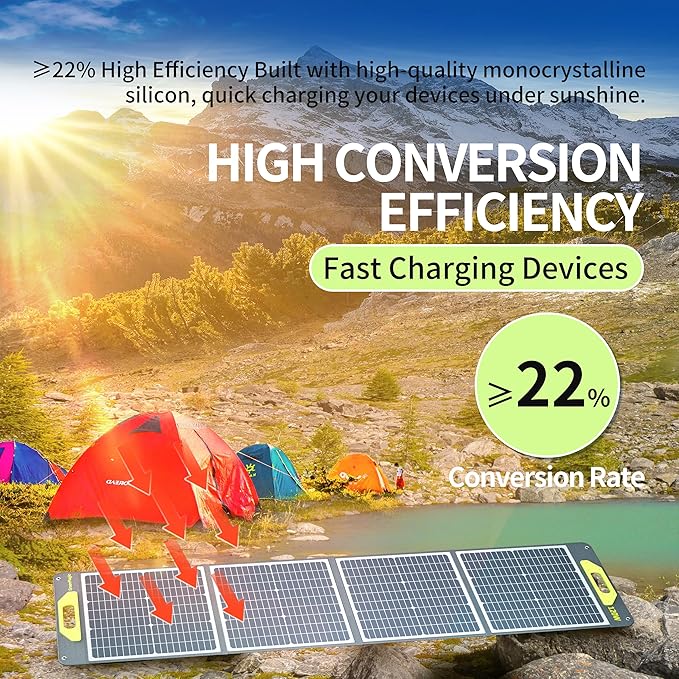 Greenmagic120W Portable Solar Panel 19V, 120W Foldable Solar Panels Kit with Adjustable Kickstands, Waterproof IP65 for Camping, Outdoor, Power Station,RVS