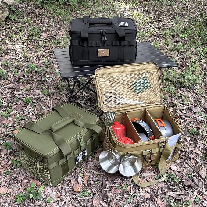 Tactical Camping Storage Bag 18L Tactical Utility Tote Bag Camping Cookware Organizer Trunk Organizer (Army Green)