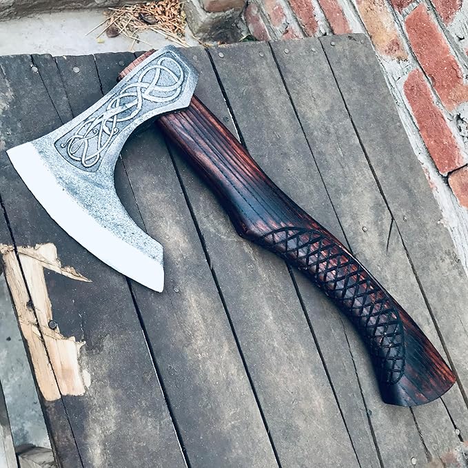 20" Custom handmamde Viking Axe, Battle Axe Real Custom Handmade Real Viking Axe Head, Tomahawk Viking Hatchet Beared Camping Axe Blade, Viking Gift for Him