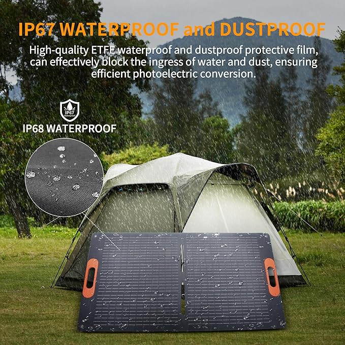 100W Solar Panel, High Efficiency Portable Solar Charger with Kickstand, MC4 Output,3-in-1 DC Connector, IP65 Waterproof for Portable Power Stations,Outdoor Camping, RV, Van, Emergency