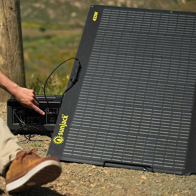 SunJack 400W Foldable Solar Panel Charger, 48V Portable ETFE Solar Charger for Power Station, Generator, Battery | IP68 Waterproof with Kickstand for Camping, RV, Travel, Off-Grid & Emergency Power