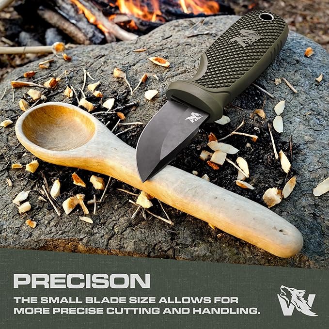 W-MINI - EDC Neck Knife with Sheath and Necklace - Small EDC Fixed Blade Knife Necklace and Belt Clip - Pocket Fixed Blade Knives - Full Tang Neck Knife with Sheath Tactical and Fire Starter
