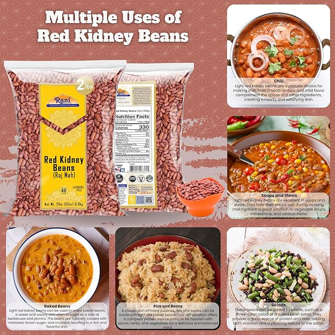 Rani Red Kidney Beans, Light 32oz (2lbs) 908g ~ All Natural | Vegan | Gluten Friendly | NON-GMO | Kosher | Raj Mah