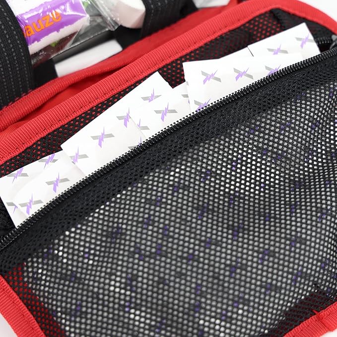 Lightning X Premium Rip-Away Individual First Aid Kit for Vehicle Head Rest - RED