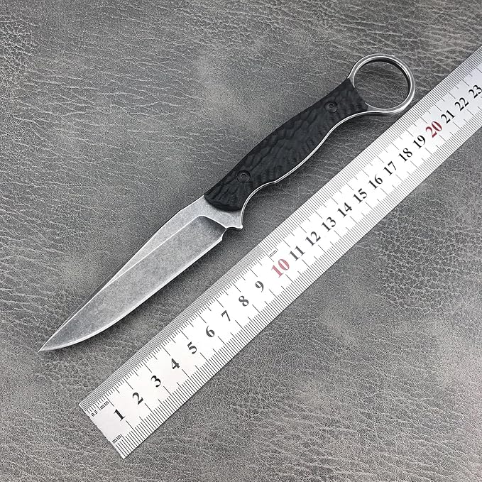 EDC Fixed Blade Knife with Kydex Sheath, Full Tang Survival Knife,8Cr13Mov Blade Black G10 Handle with Finger Loop,Tactical Knife Gifts for Men (black1)