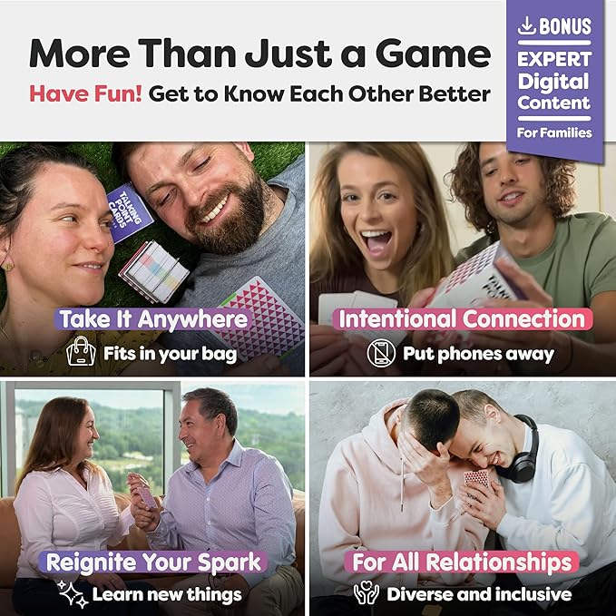 TALKING POINT CARDS Deepen Your Connection with 200 Fun & Engaging Conversation Cards for Couples - Build Intimacy, Strengthen Your Bond & Reignite Romance ??Perfect Adult Card Game for Date Nights