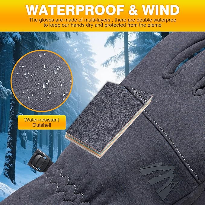 Moon Kitty Women?™s Winter Waterproof Running Gloves Windproof Thermal with Touchscreen Fingers Cold Weather Gloves for Women