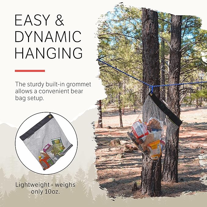 Camping Bundle - Ultralight Rodent Proof Dry Bag for Backpacking - Bear Bag Food Storage for Camping with Coghlans Odor Proof and Waterproof Bag, Survival Utility Rope and Carabiner (XS)