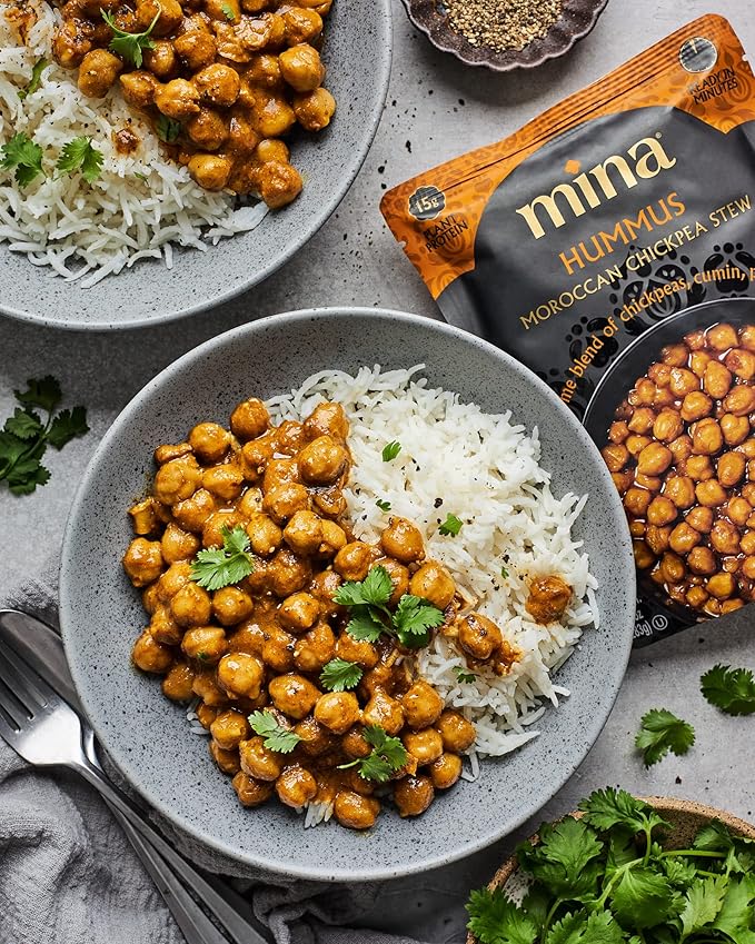 Mina Moroccan Lentils, Chickpeas, White Beans & Harira - Healthy Snacks Variety Pack of 8 (10 oz), Lentils Ready to Eat, Vegan Protein, Gluten-Free Instant Food, Microwave Meals, Non-GMO, Kosher