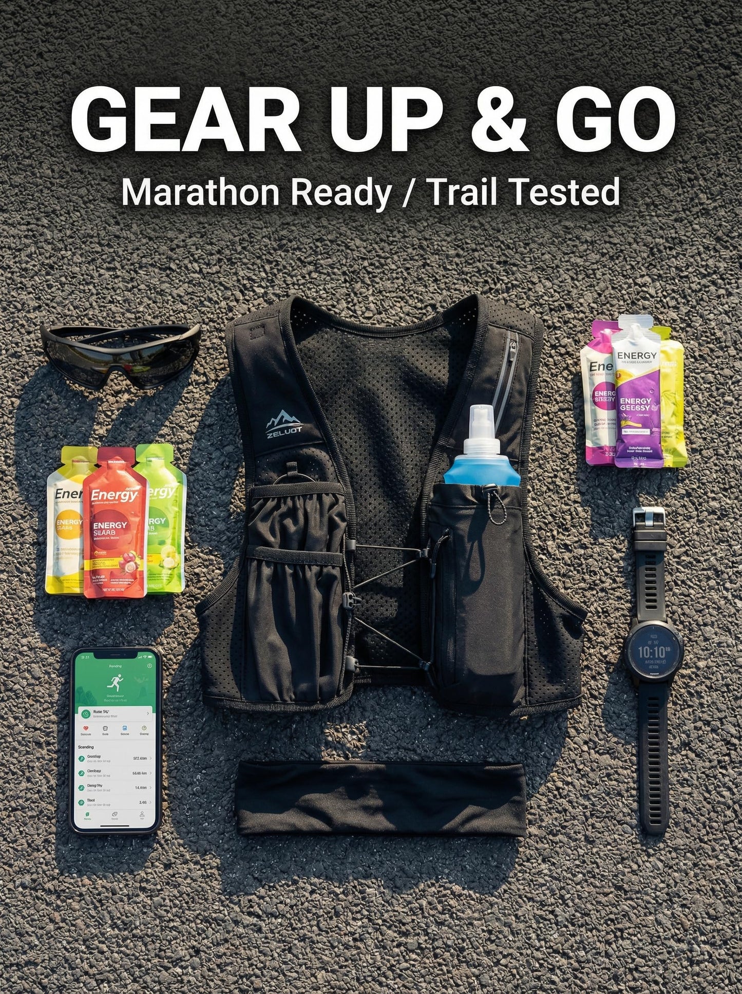 Zelvot Running Vest for Women Men, USA Original Patent, Adjustable Chest Straps Running Hydration
