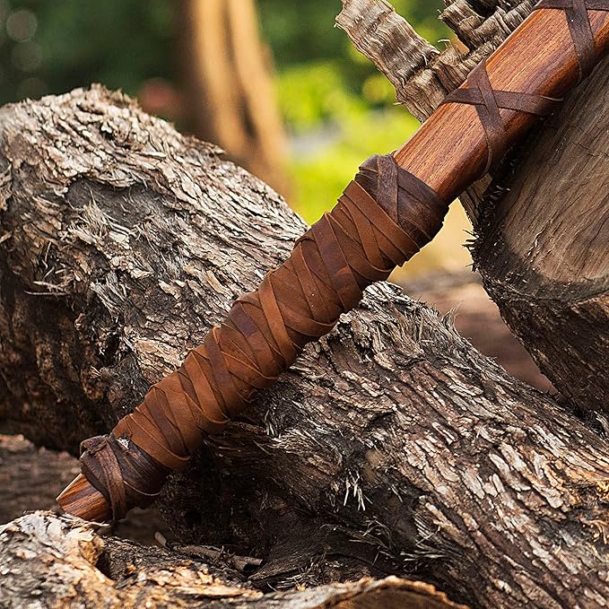 Forest Hunting | 27" and 3.5 lbs Custom Handmade Viking Axe of Ragnar Lothbrok Norsmen- Tomahawk and Forest Hatchet Authentic Viking ax with Sheath Mens Gift. (Ragnar Lothbrok Axe)