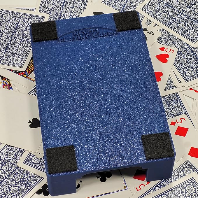 Deluxe Playing Card Tray or Caddy for Card Games Like Canasta, Rummy, UNO and More - Cardian Brand cardholder/Caddy with Felted Bottom - Non-Swivel - Made in USA (Blue)