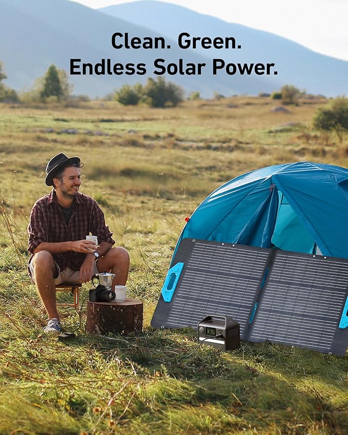 Anker 521 Portable Power Station Upgraded with LiFePO4 Battery, 256Wh 6-Port PowerHouse, 300W (Peak 600W) Solar Generator with 100W Solar Panel, 2 AC Outlets, 60W USB-C PD Output, Outdoor Generator
