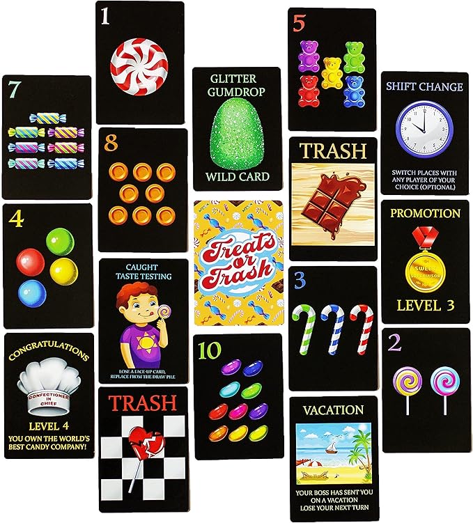 Treats or Trash - Captivating Card Game for Kids & Families - Gather Your Treats and Dodge The Trash! 2-4 Players | Ages 4+ | Mom's Choice Awards Winner | from PBN'J Games