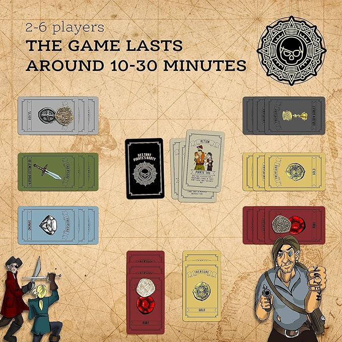 Get That Pirate's Booty Card Game, Fun 2-6 Player Family-Friendly Card Game for Adults, Teens, & Kids a Fun Pirate Themed Game and Good Stocking Stuffers Gift Ideas