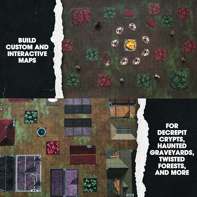 Dungeon Craft Cursed Lands Terrain Set for RPG & DND - 1000+ Double-Sided Dry/Wet Erase Tiles - Modular Battle Map Pieces for Tabletop Games & Dungeon Maps