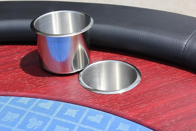 Poker Table 96 inches for 10 Players Casino Game with Wooden Texture Racetrack Luna Legs Cup Holders Blue Speed Cloth