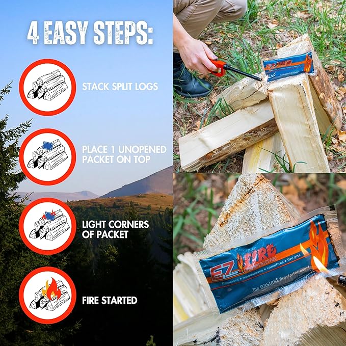 – All-Natural Fire Starters for Campfires, Fire Pits, BBQs & Fireplaces – Long Burning, Weather-Resistant, Non-Toxic & Easy to Light | 10 Pack