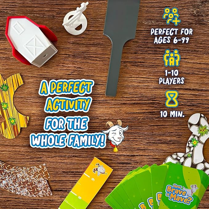 How Brave is Mave? - The First Table-Edge Stack Game, Card-Balancing, Goat-Saving Mayhem - Great for Family Game Night, Ages 6-99, Competitive and Collaborative - Laugh, Stack, and Topple