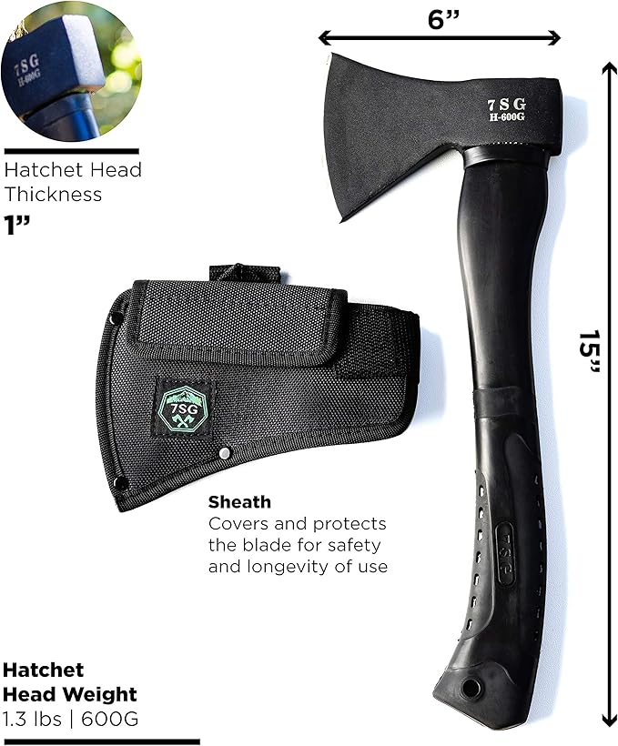 Camping Axe - Camping Hatchet with Sheath -Survival Throwing Axe - Survival Hatchets for Camping and Chopping Wood - Tactical and Survival Hatchet - Bushcraft Axe for Camping