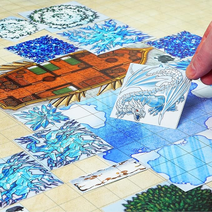 DUNGEON CRAFT Volume 2 Game, Hundreds of Terrain Pieces, DND Starter Kit, Double-Sided & Water-Resistant, Portable 1 Inch Grid Overlay, Works with Wet Dry Erasers