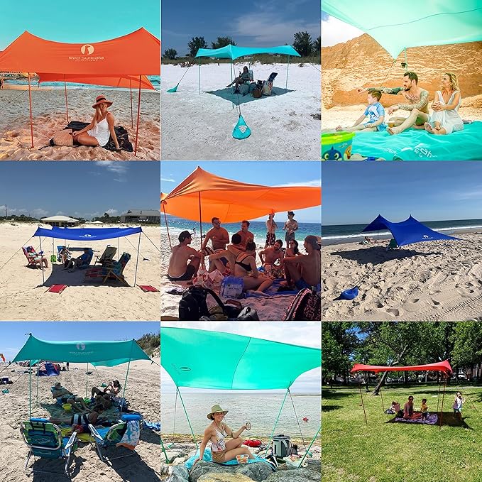 Red Suricata Family Beach Tent & Canopy, UPF50 Sun Shade, 4 Aluminum Poles, Sand Shovel, Medium Portable Sun Shelter (Medium, Black)
