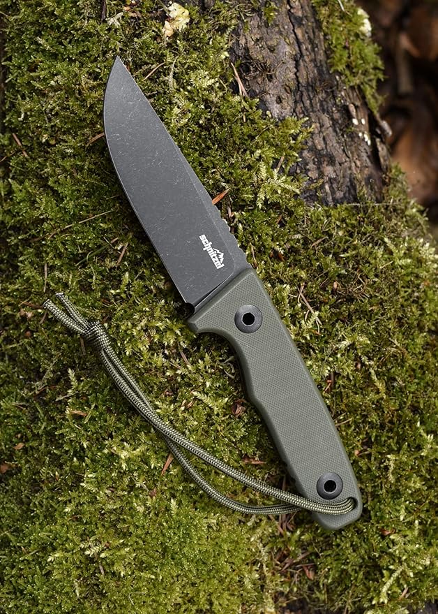 SCHNITZEL TRI - Outdoor Knife with Kydex Sheath and Dangler Carrying System - Bushcraft Knife Outdoor Leisure Knife Adult (Green)