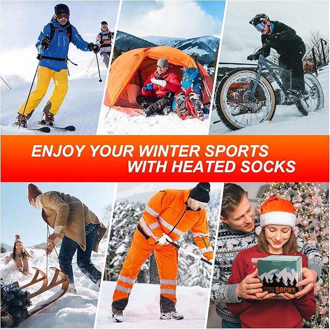 Heated Socks, Heated Socks for Men Women with APP Control, 8000mAh Rechargeable Electric Up to 10 Hours Washable Winter Warm Socks Foot Warmer for Skiing Cycling Camping