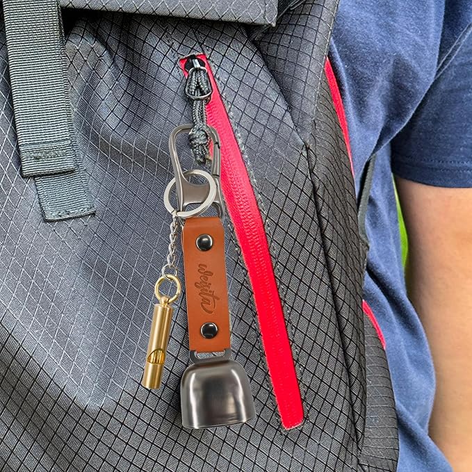 MrMrKura Bear Bells with Emergency Whistles for Bear Deterrent, Loud Bells Bear Deterrent Devices with Magnetic Silencer to Scare Bear Outdoor Bear Proof Bear Bell for Hiking Camping Climbing