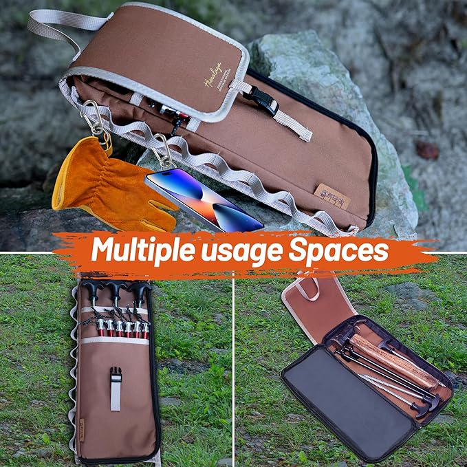 Tent Stake Storage Bag, Heavy Duty Oxford Polyester Case Tent Nail Pegs Pouch Holder Bags for Tent Pegs and Small Camping Hammer