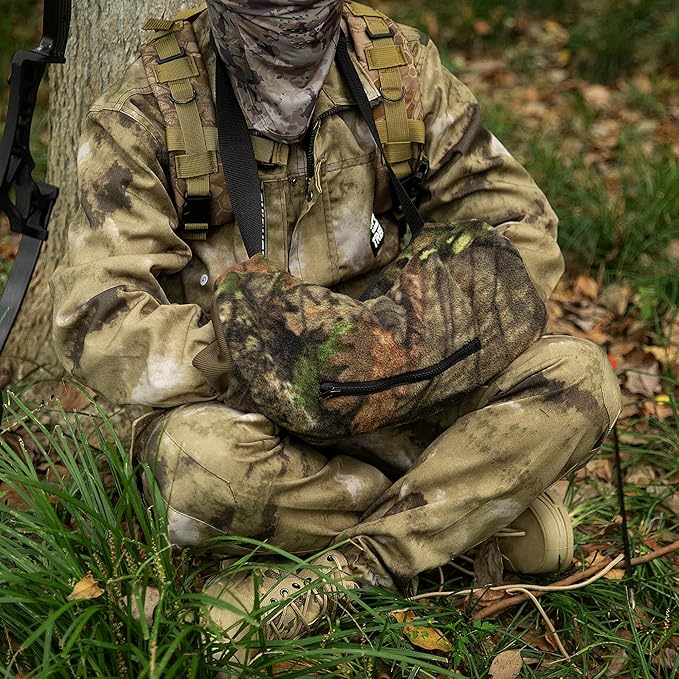 RunNico Camo Hand Muff Warmer - Unisex Camo Hunting Hand Muff - Camouflage Hunting Waist Pouch for Camping, Hiking, Football, Golf Activities