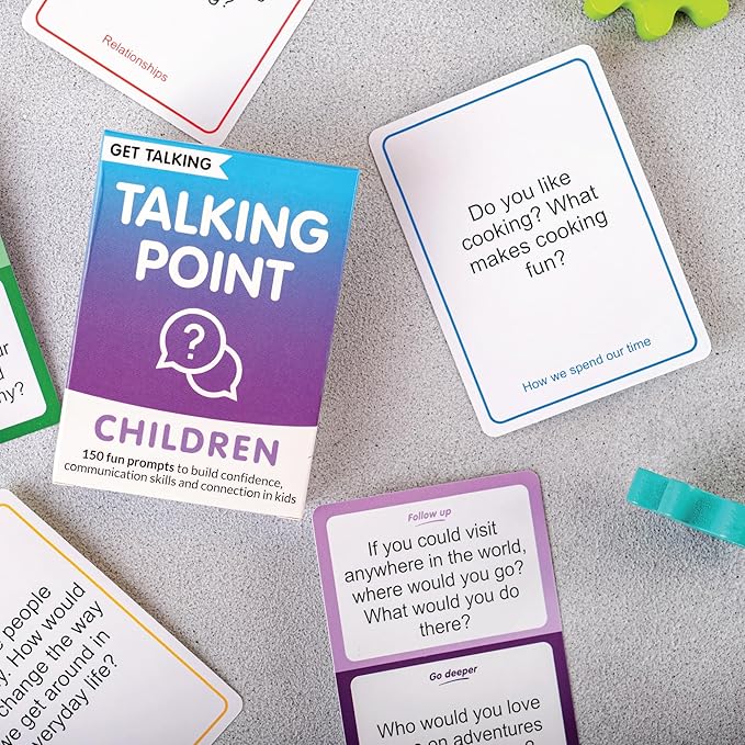 GET Talking: Children - 50 Conversation Starter Cards for Kids with 150 Expert-Written Questions - Engaging Learning Activity for Kids That Makes Self-Expression Easier - Reduce Screentime