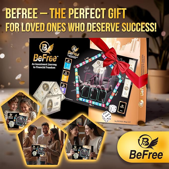 BeFree Strategy & Financial Literacy Board Game ??for Family & Teens with Fun Learning | Earn Money, Manage Cash Flow & Payday | Pay Deals, Invest in Real Estate & Stocks Assets (BeFree)