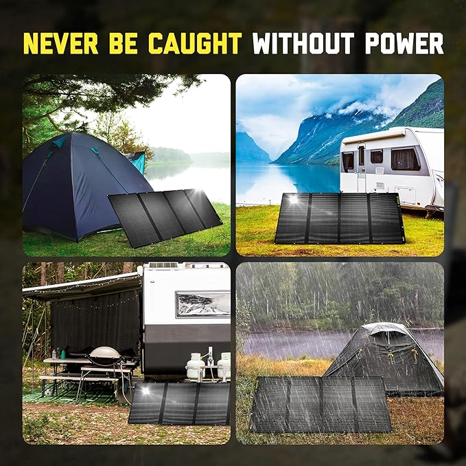 SunJack 400W Foldable Solar Panel Charger, 48V Portable ETFE Solar Charger for Power Station, Generator, Battery | IP68 Waterproof with Kickstand for Camping, RV, Travel, Off-Grid & Emergency Power