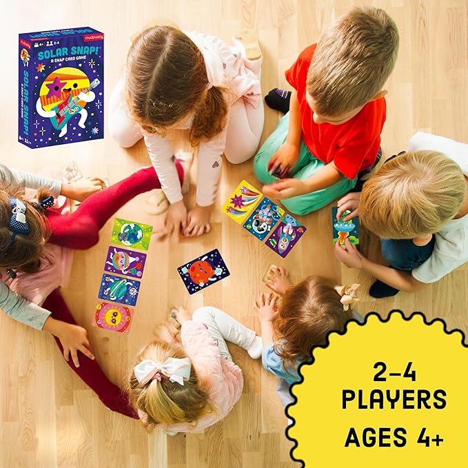 Mudpuppy Solar Snap! – Outer Space Version of Classic Kids Snap Card Game with Cute Illustrations of Planets for Children Ages 4 and Up, 2-4 Players