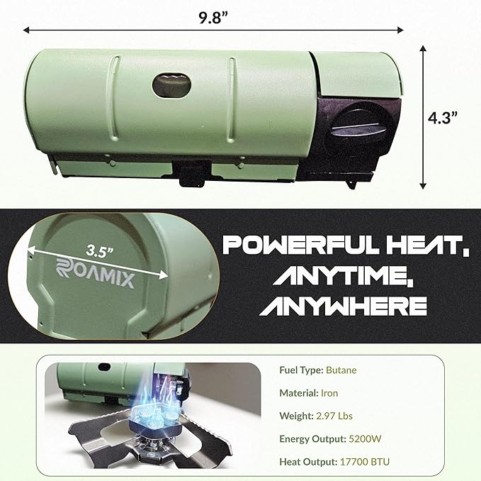 Roamix 17,700 BTU Foldable Butane Camping Stove ??5,200W Portable Gas Burner with Carrying Bag for Outdoor Cooking, Backpacking & Emergency Use
