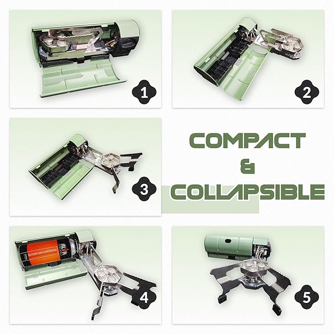 Roamix 17,700 BTU Foldable Butane Camping Stove ??5,200W Portable Gas Burner with Carrying Bag for Outdoor Cooking, Backpacking & Emergency Use