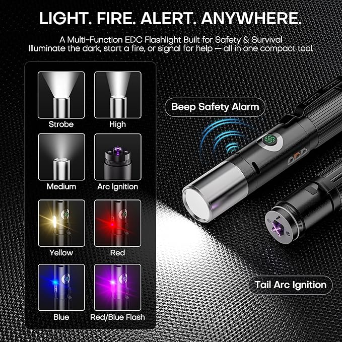 Pen Light Flashlight Rechargeable 600 Lumens,7-Mode Zoomable EDC Led Flashlights with Magnetic Base&Alarm,USB-C Charging Multi-Color Side Small Pocket Work Light with Clip for Working,Home,Emergency