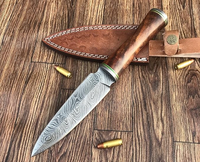 DG-28 Handmade Damascus Steel Knife ??Beautiful Rose Wood Handle