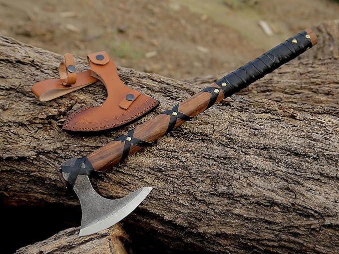 ANCILLA Viking Axe Prop of Ragnar Lothbrok - Bearded Axe for Viking Cosplay, Halloween Weapon Prop - Two-Handed Tomahawk Battle Hatchet- Hand-Crafted Norse Antique Gift for Hunting & Camping