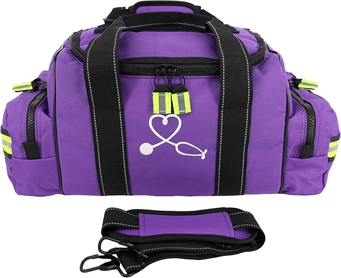 Lightning X MB30-SKC Large EMT Trauma Kit | Fully Stocked First Responder Bag w/ 240+ Supplies | EMS Fire Police Office Sports Team Emergency Medical Kit - Purple