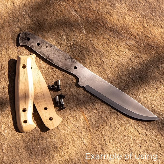 BPS Knives Blank Adventurer - Full-Tang Blank Knife for Knifemaking- Carbon Steel 1066 Blade - Scandinavian Scandi Grind Knife Blank - DIY Knives Making Blades