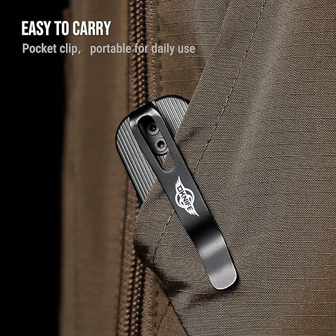 OKNIFE Duron Folding Pocket Knife, 3.5" PVD Coated Nitro-V Steel Blade, Frame Lock Lightweight O-Aluminum Ambidextrous Handle with Clip, Ideal EDC Tool for Outdoor, Camping & Survival (Stealth Grey)